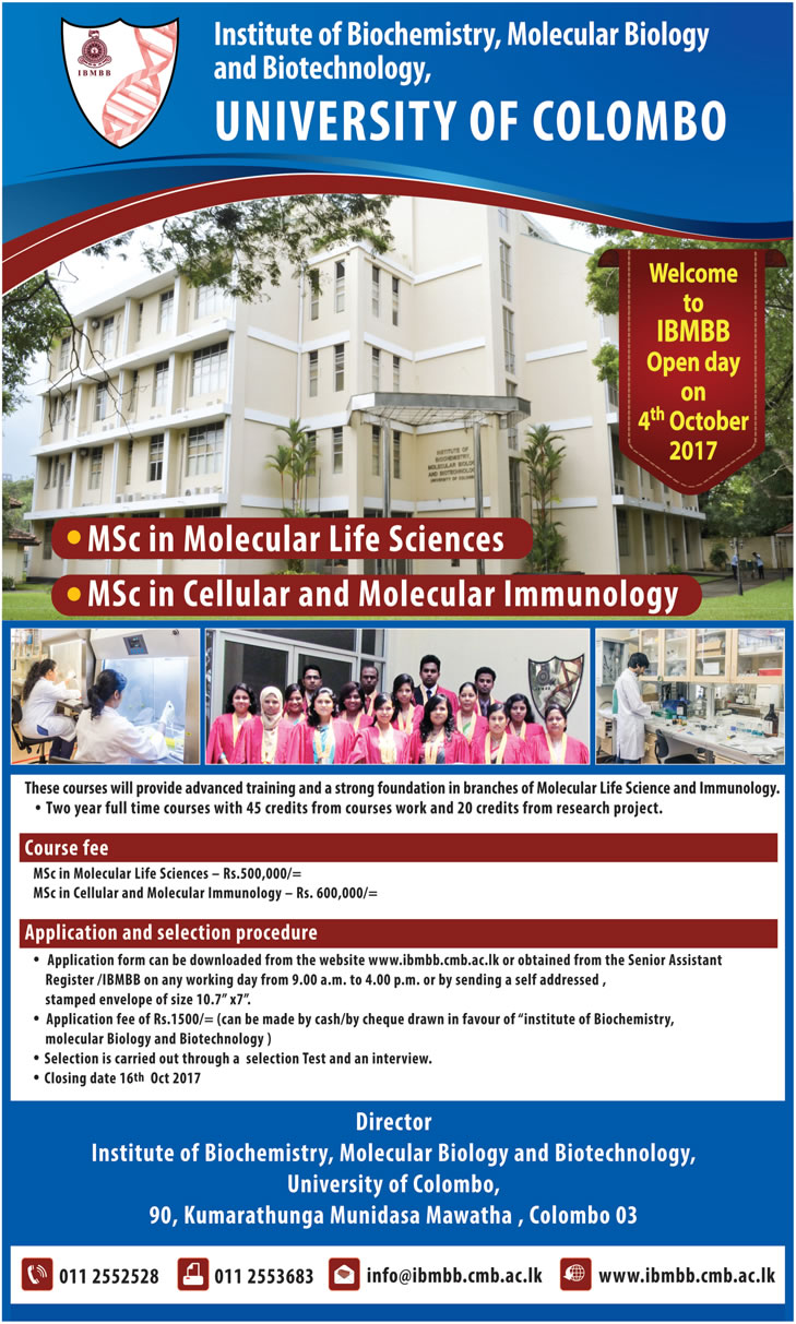 MSc in Molecular Life Sciences, MSc in Cellular & Molecular Immunology - University of Colombo